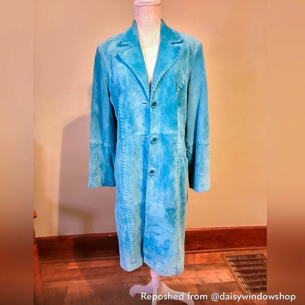 Women's Blue Suede Coat